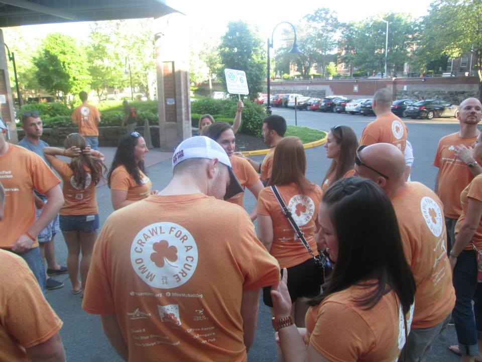 Getting organized in the parking lot of the UML Inn & Conference Center